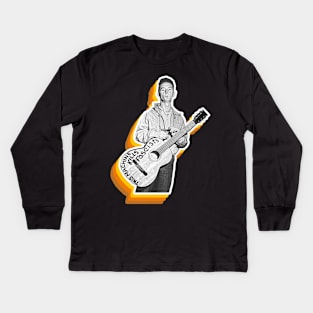 Woody Guthrie Retro Fade Kids Long Sleeve T-Shirt